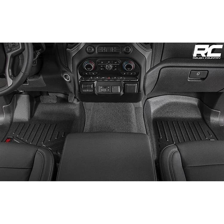 Front and rear floor mats half length console Rough Country Quad Cab