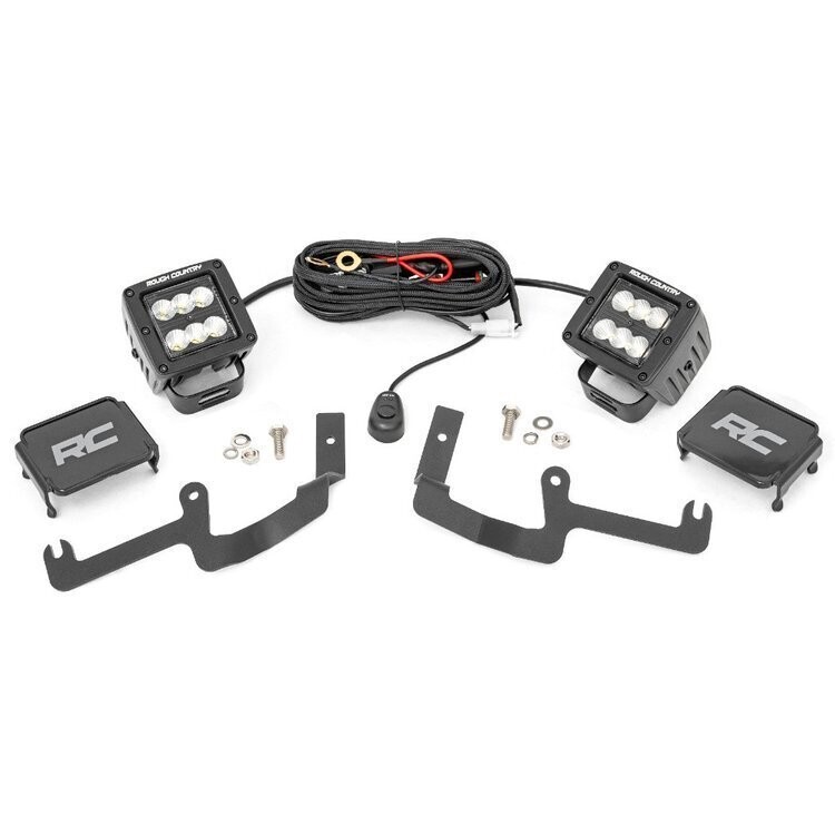 Lower windshield LED 2" kit Flood Beam Rough Country Black Series