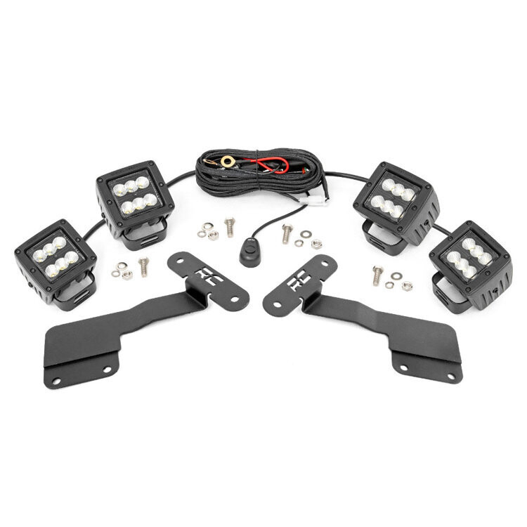 Square Cree LED lights 2" Flood Beam kit Rough Country Black Series