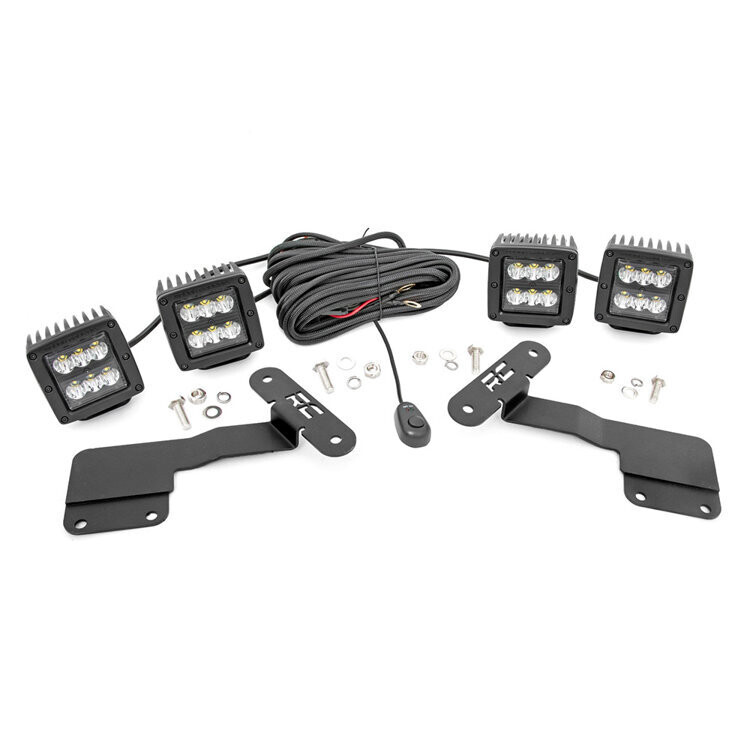 Square Cree LED lights 2" Spot Beam kit Rough Country Black Series