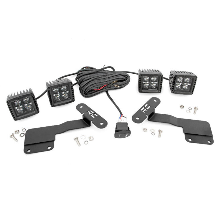 Square Cree LED lights 2" Cool White DRL kit Rough Country Black Series
