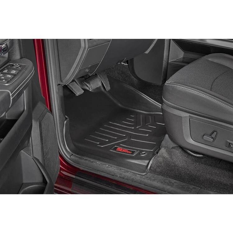 Front and rear floor mats full length console Rough Country Crew/Mega Cab