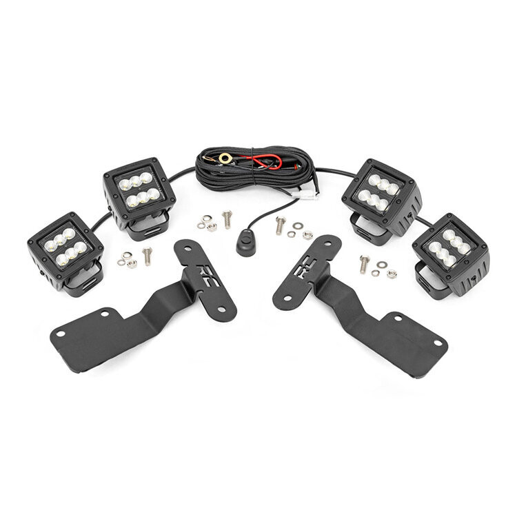 Square Cree LED lights 2" Flood Beam kit Rough Country Black Series