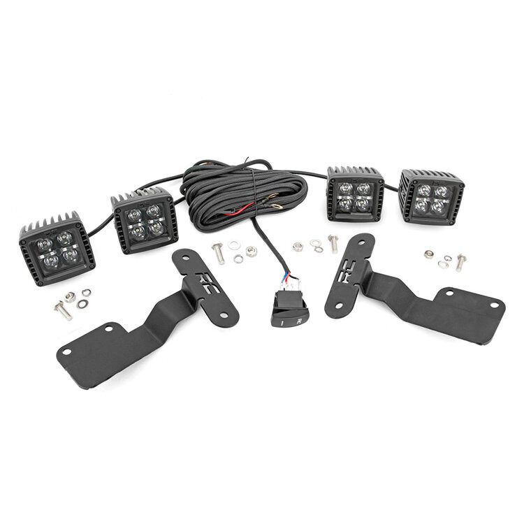 Square Cree LED lights 2" with white DRL kit Rough Country Black Series