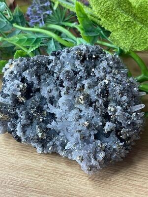 Quartz, tourmaline and pyrite cluster