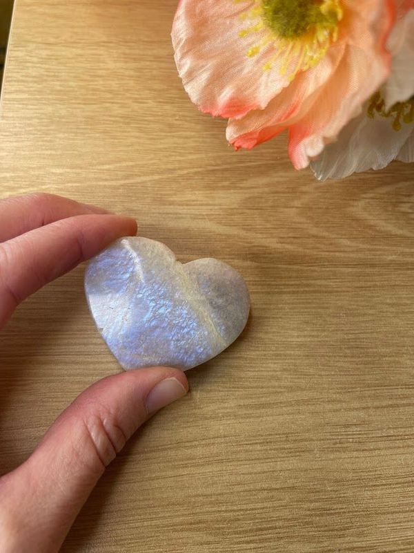 Grey moonstone heart