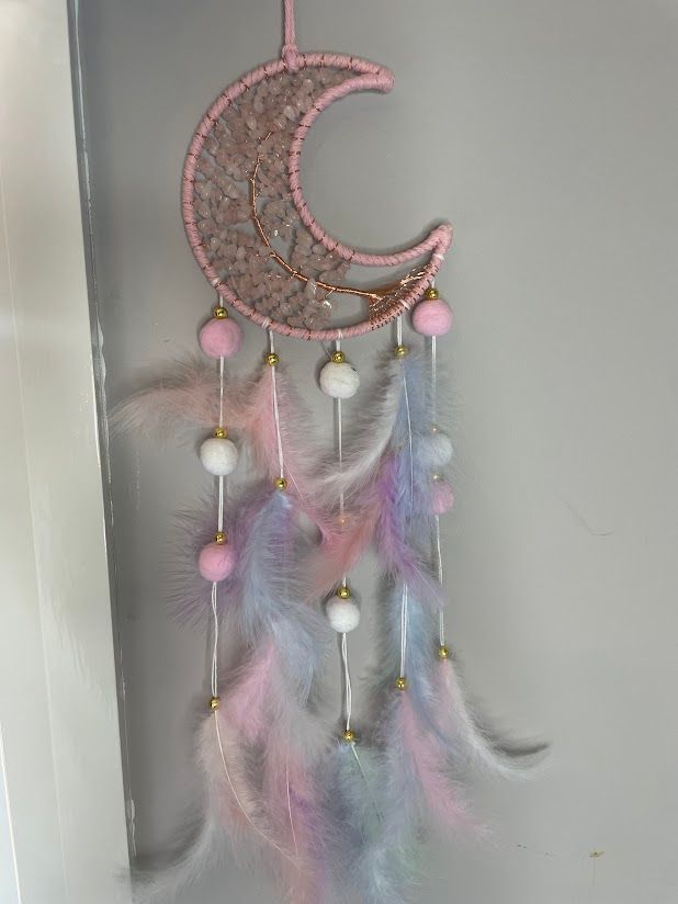 Rose quartz moon catcher