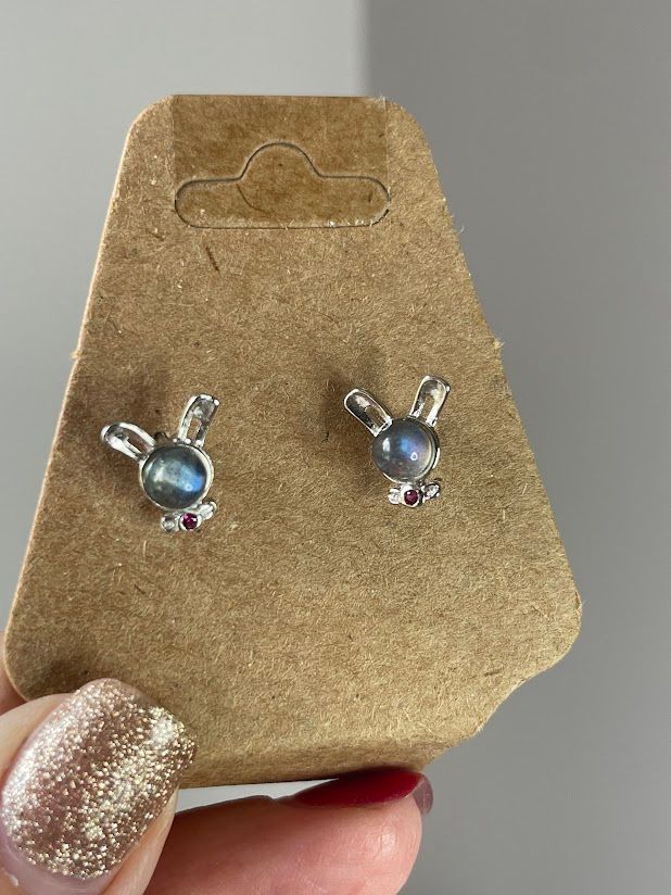 Labradorite bunny earrings