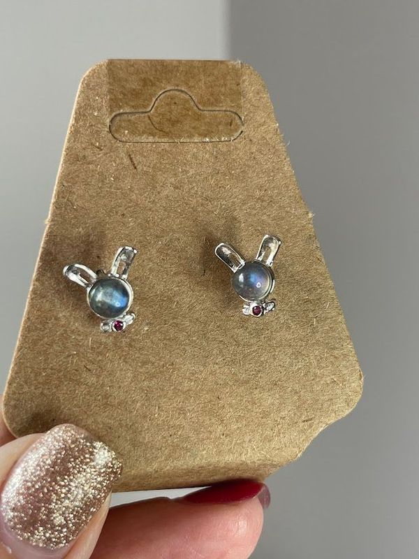 Labradorite bunny earrings