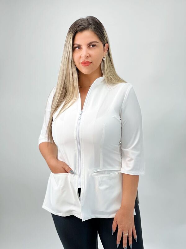 White Aesthetician Uniforms ( 3/4 Long Sleeve Style 2 )