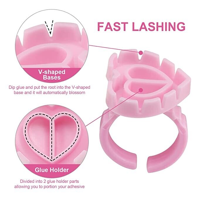 Eyelash Glue Holder Heart Shape (100PCS), Color: Pink