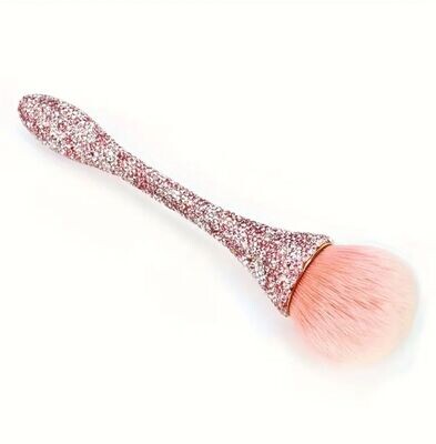 Brocha de maquillaje portátil con diamantes de imitación