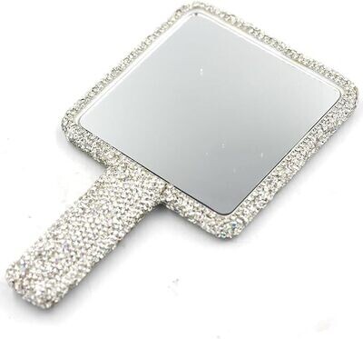 SQUARE RHINESTONE HAND MIRROR