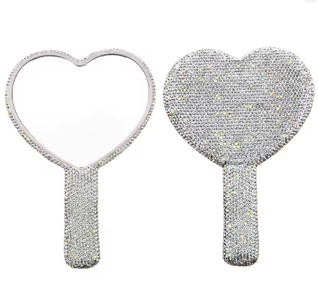 RHINESTONE MIRROR HEART SHAPE, COLOR: White