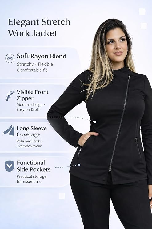 Black Aesthetician Uniforms Black Zipper ( Style 1 Long Sleeve)