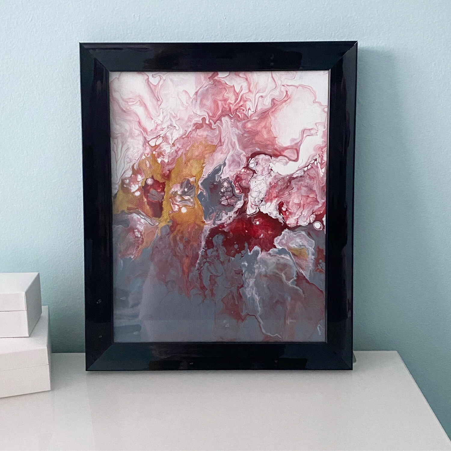 Split Acrylic Pour ( Pink And Grey)