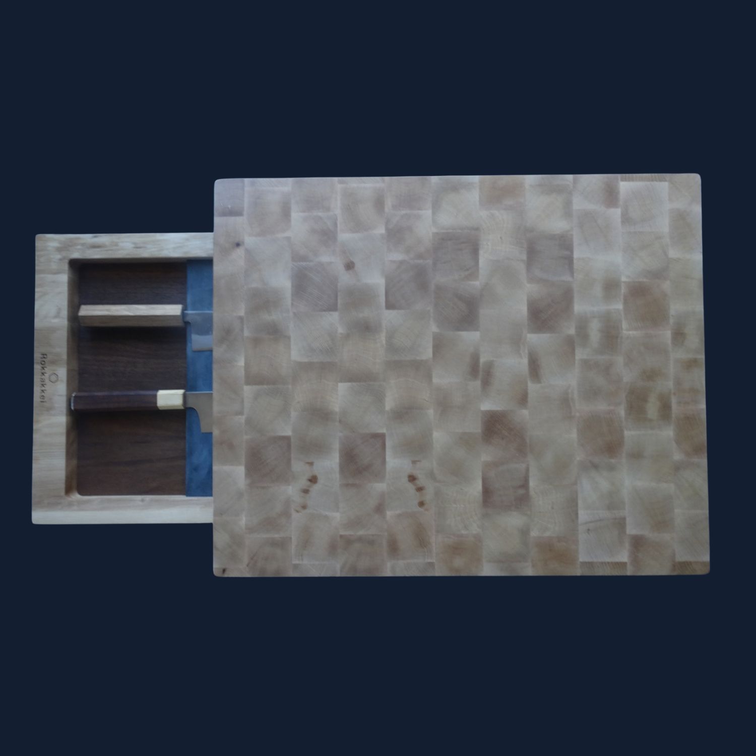 Butcher block with knife storage