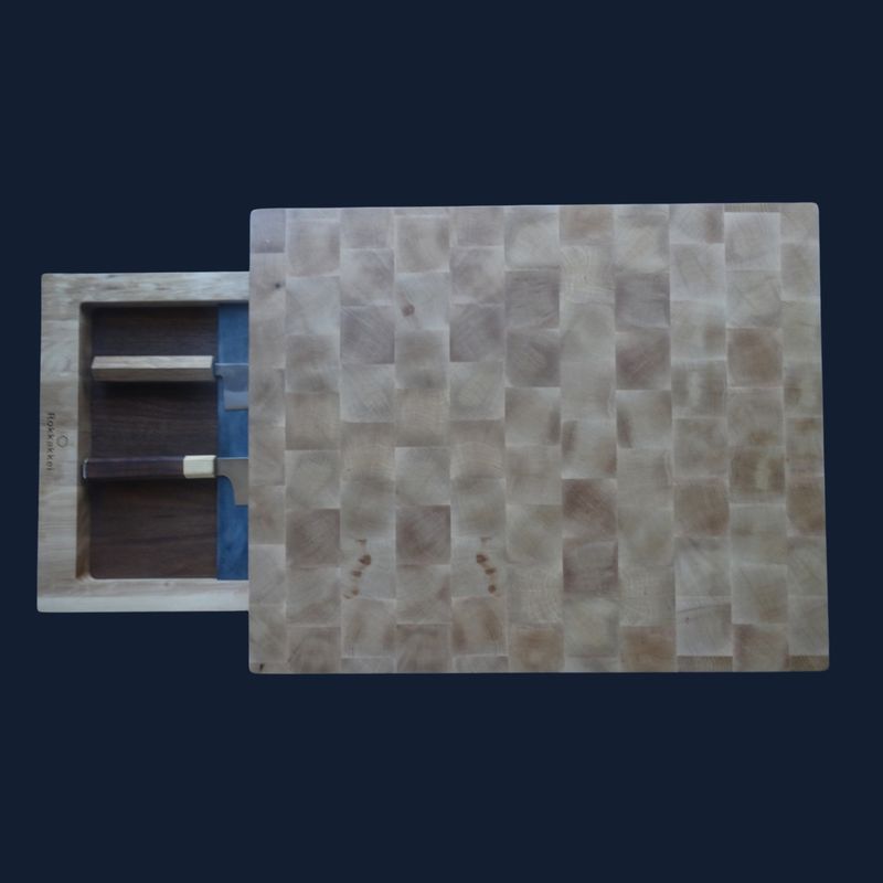 Butcher block with knife storage