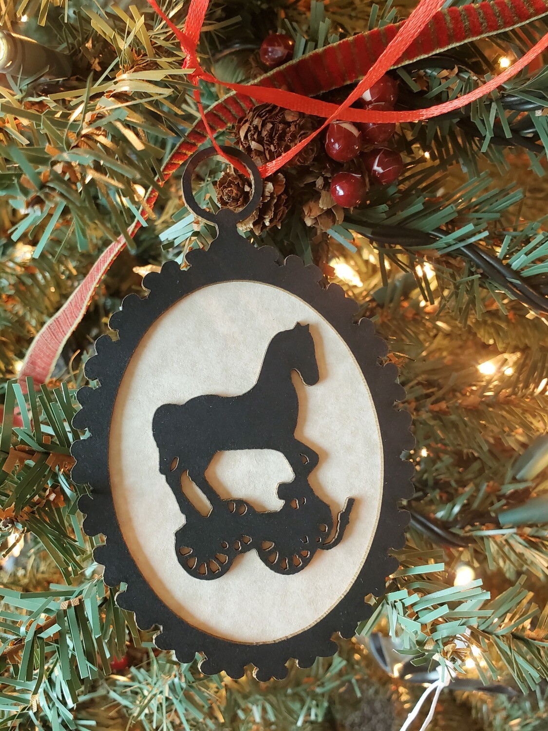 Toy Pull Horse Silhouette Ornament 
