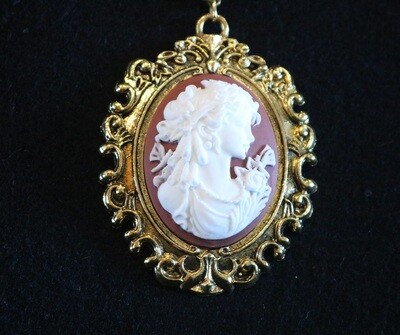 Cameo Necklace in Brown 