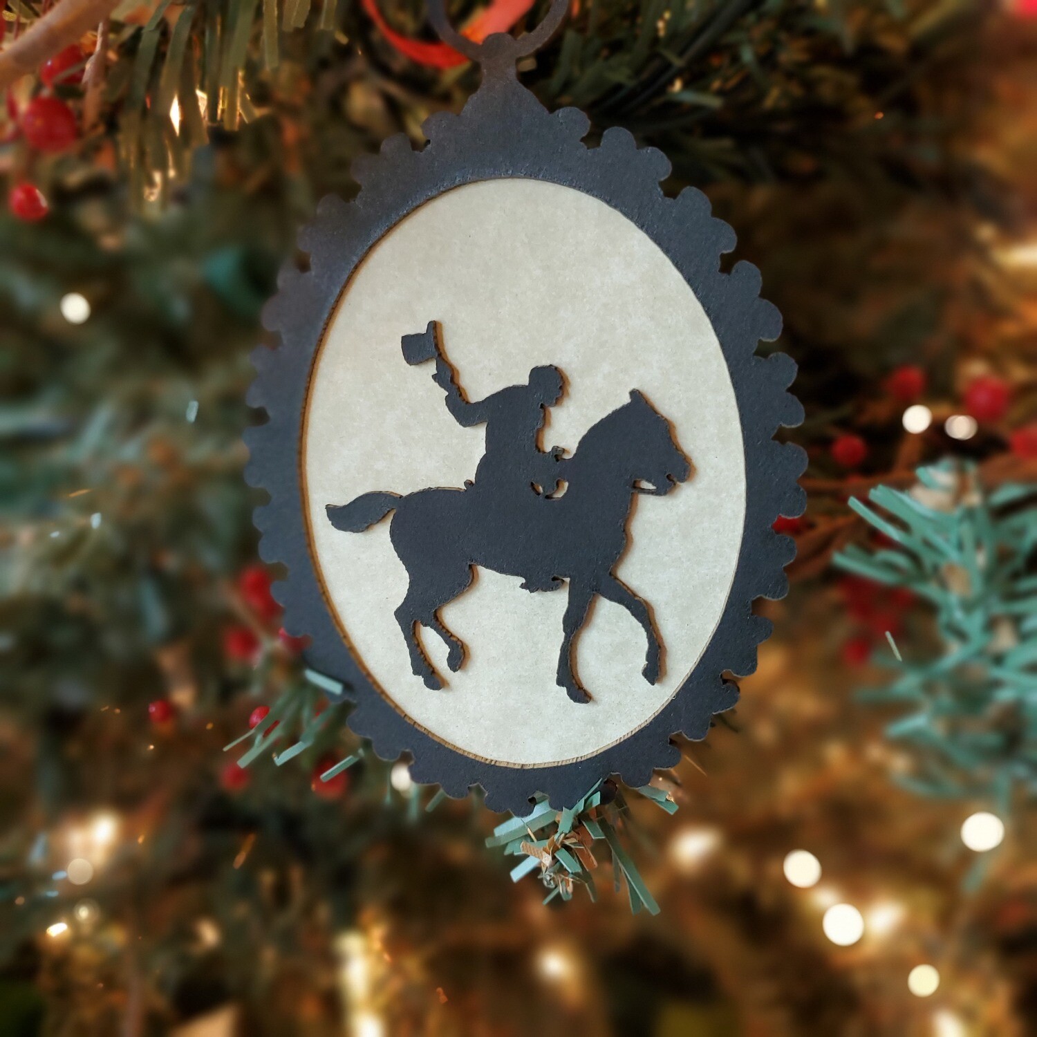 Horse Rider Silhouette Ornament 
