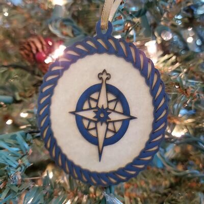 Compass Star Silhouette Ornament 