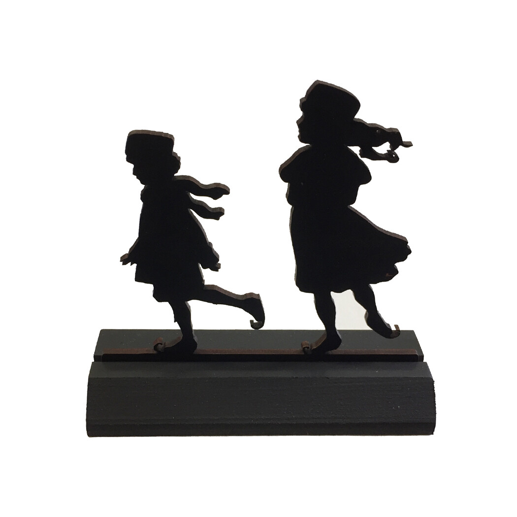 Pair of Ice Skaters Wood Silhouette