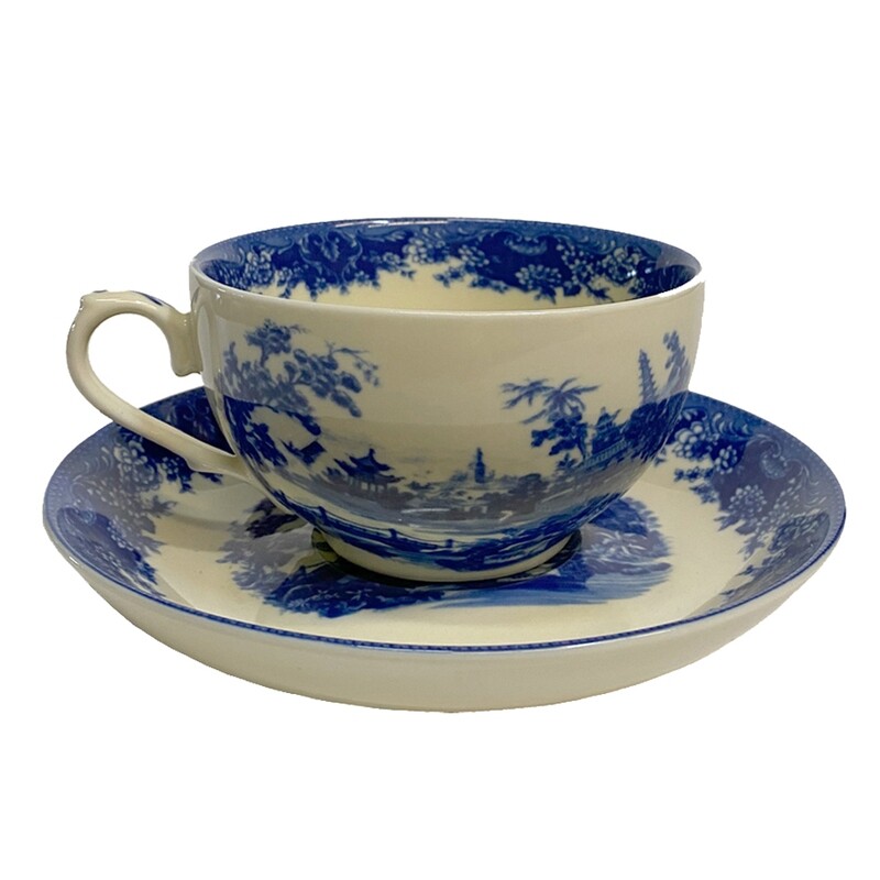 Pagoda Blue Teacup &amp; Saucer