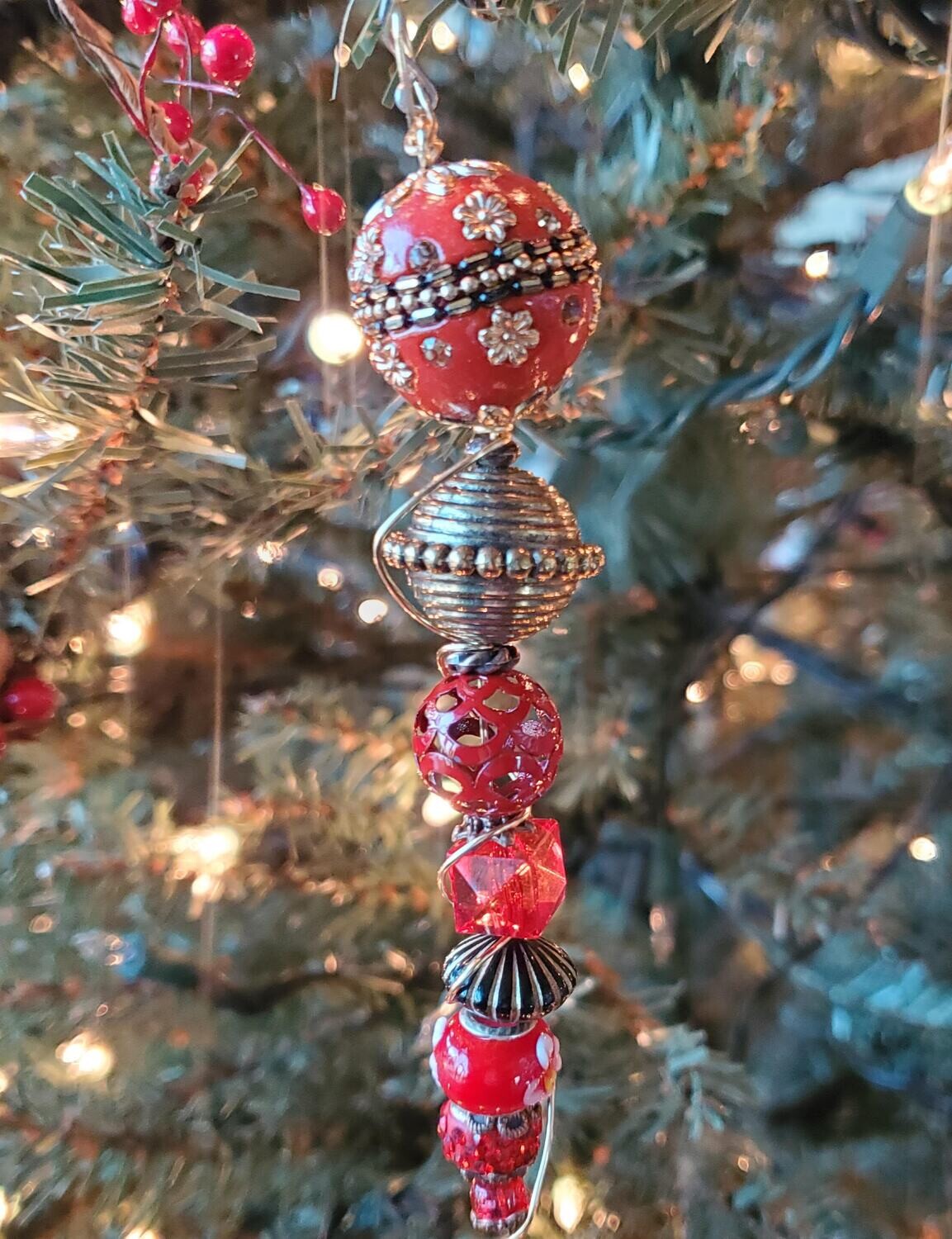 Red & White Beaded Icicle 