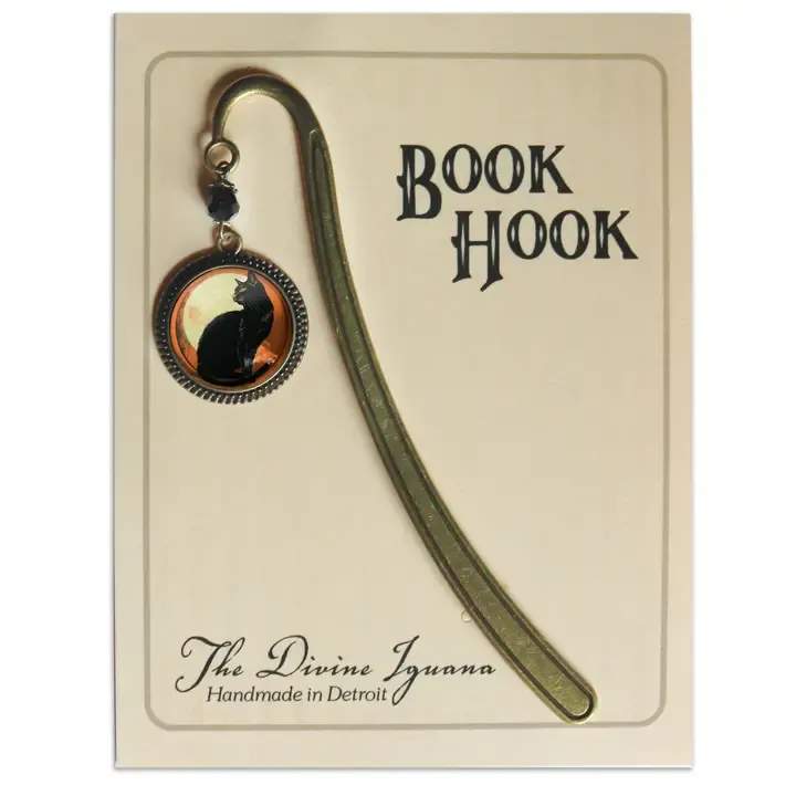 Black Cat & Orange Moon Bronze Bookmark Black Cat & Orange Moon Bronze Bookmark