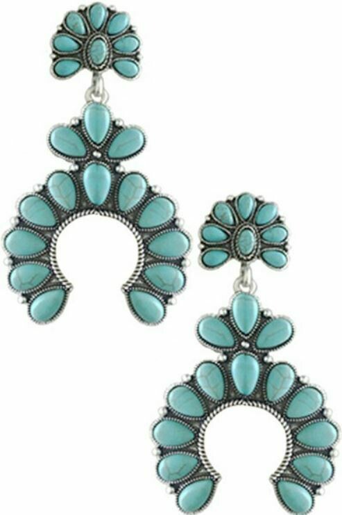 Turquoise Squash Blossom Teardrop Earring