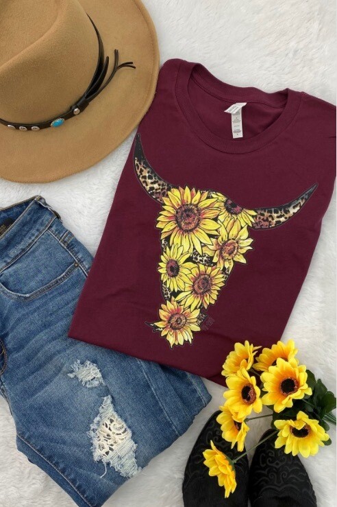 Burgundy Bull Tshirt