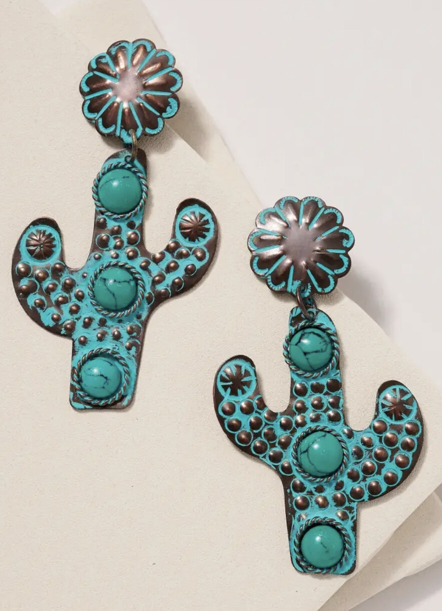 Stone Cactus Earrings