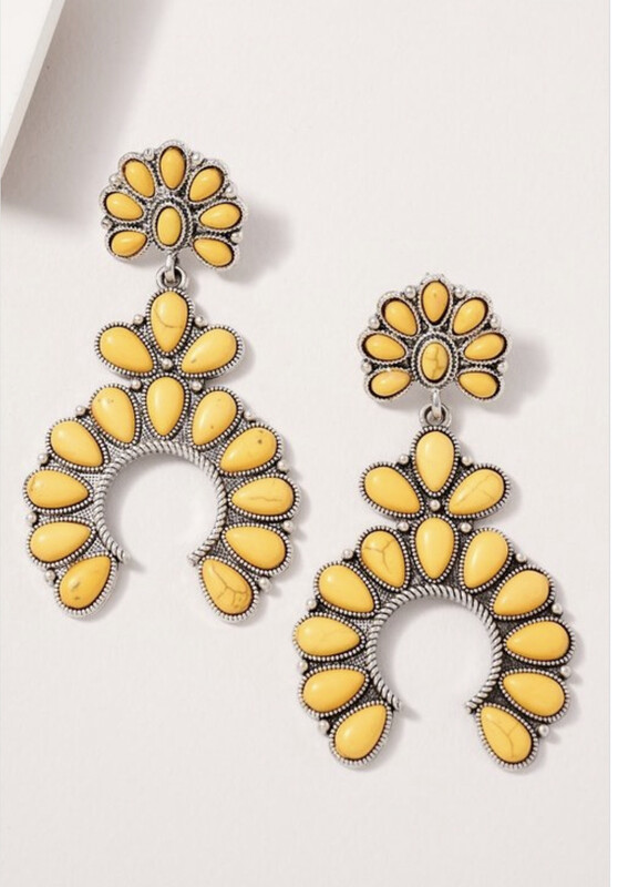 Yellow Squash Blossom Teardrop Earring