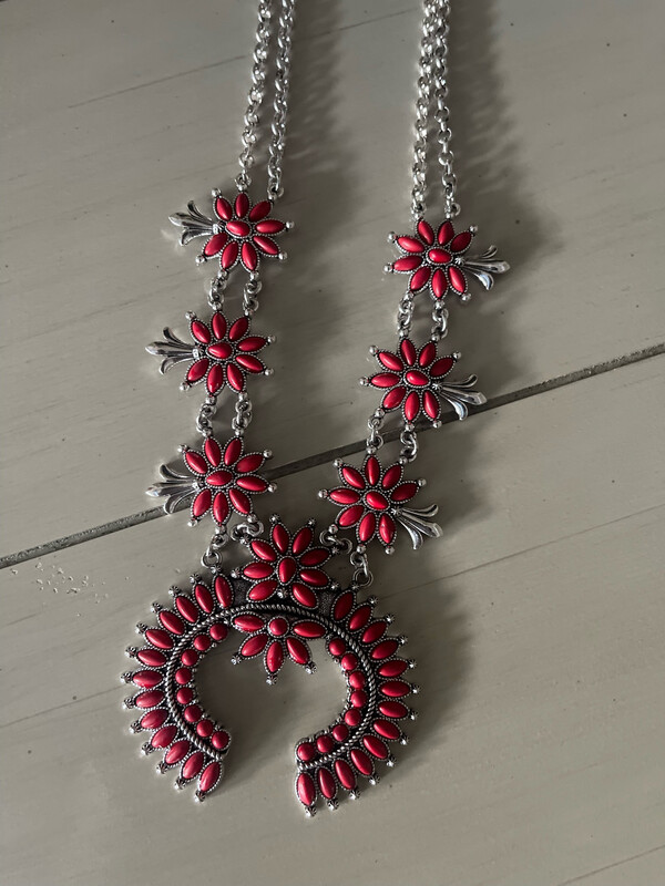 Red Squash Blossom Necklace