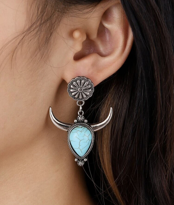 Turquoise Longhorn Earrings