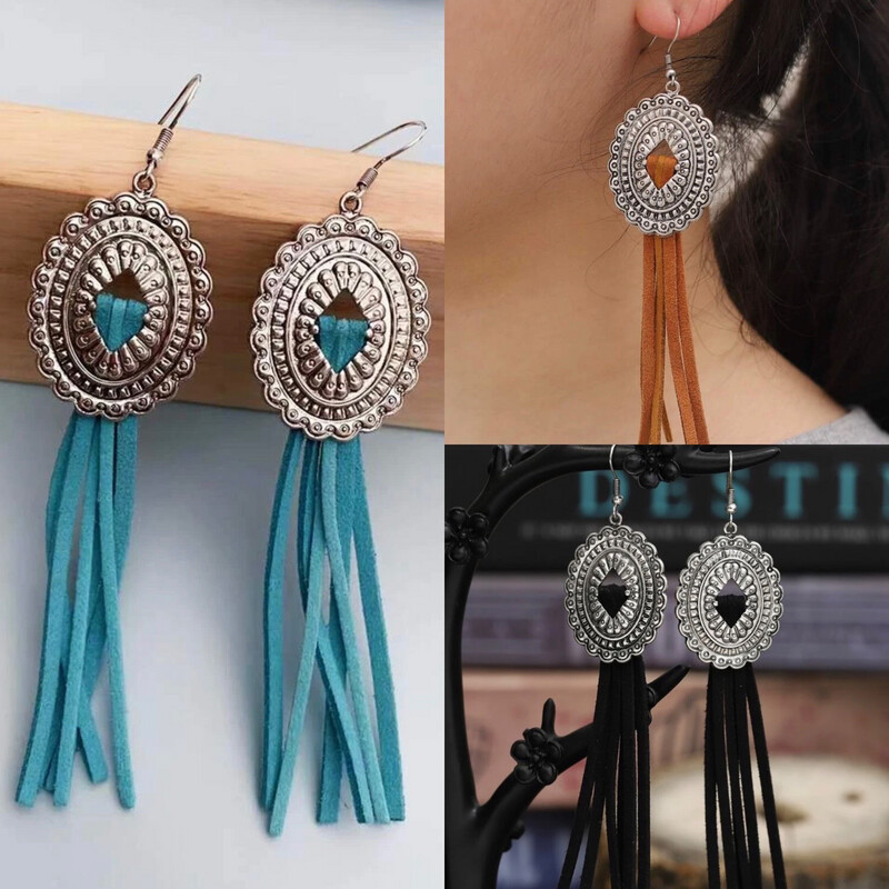 Concho Fringe Earrings /3 Colors Available