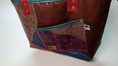 TOTE.23 Patch Work Leather on Raw Canvas
