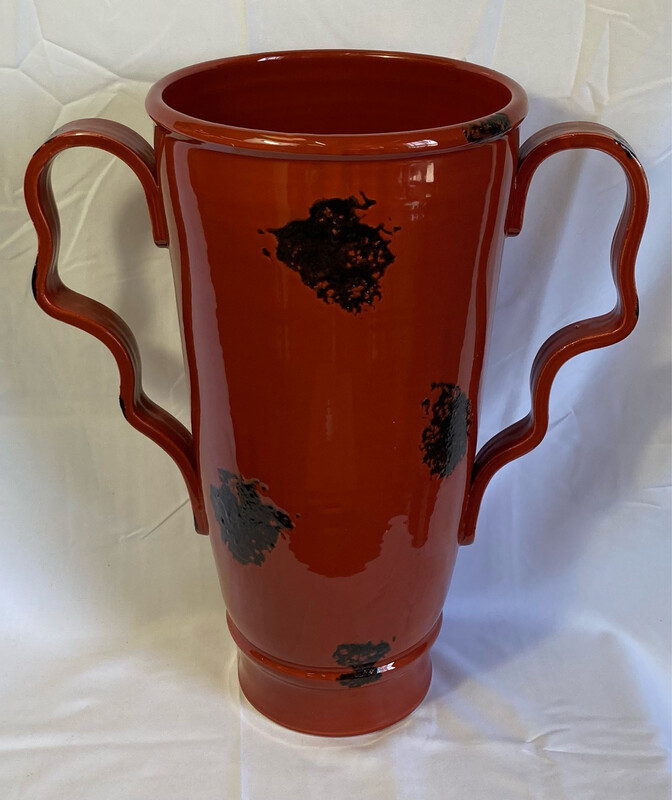 Large Red Vase/Umbrella Stand Made In Italy By Ceramiche II Nodo