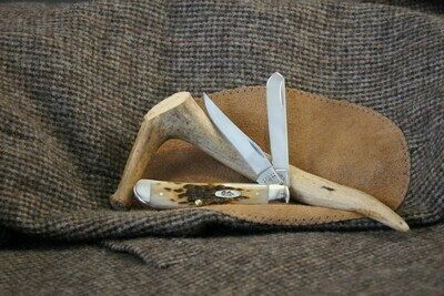 Case Cutlery Mini Trapper Amber Bone Peach Seed Jig