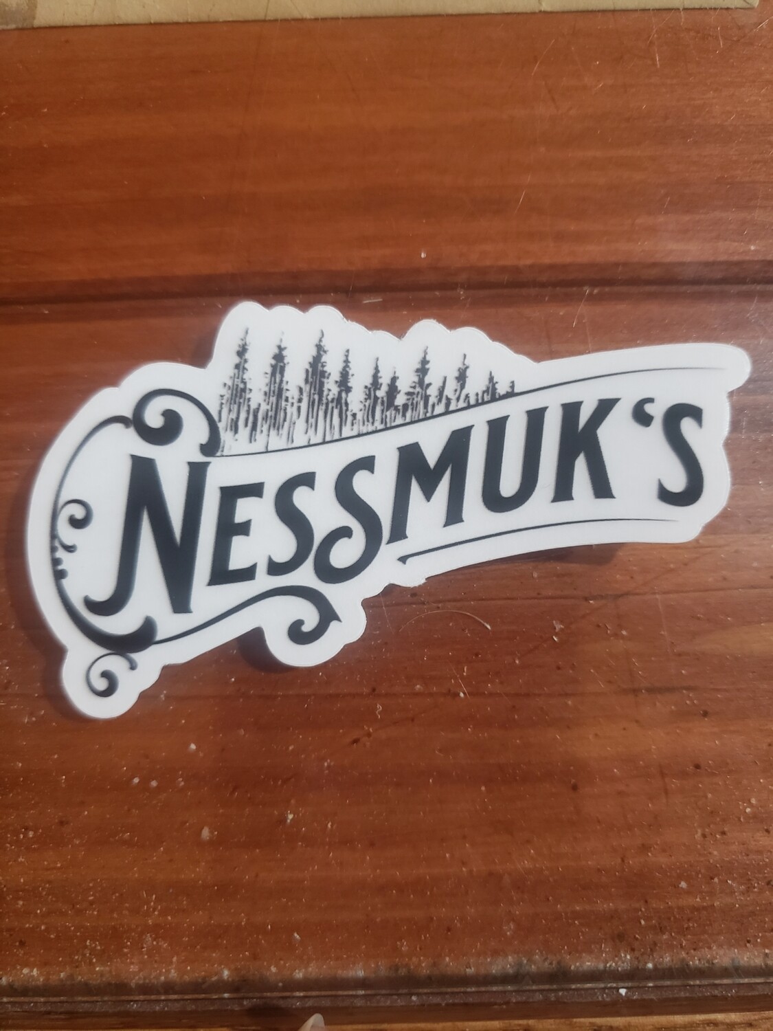 Nessmuk's with Trees Transparent Backed Sticker