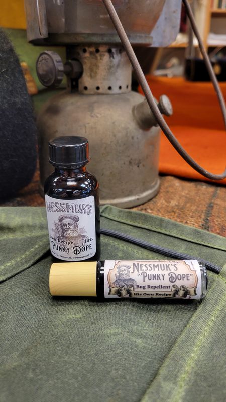 Punky Dope Flying Insect Repellent 1oz. Boston bottle.