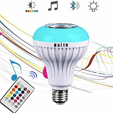 bombillo con luces de colores y música