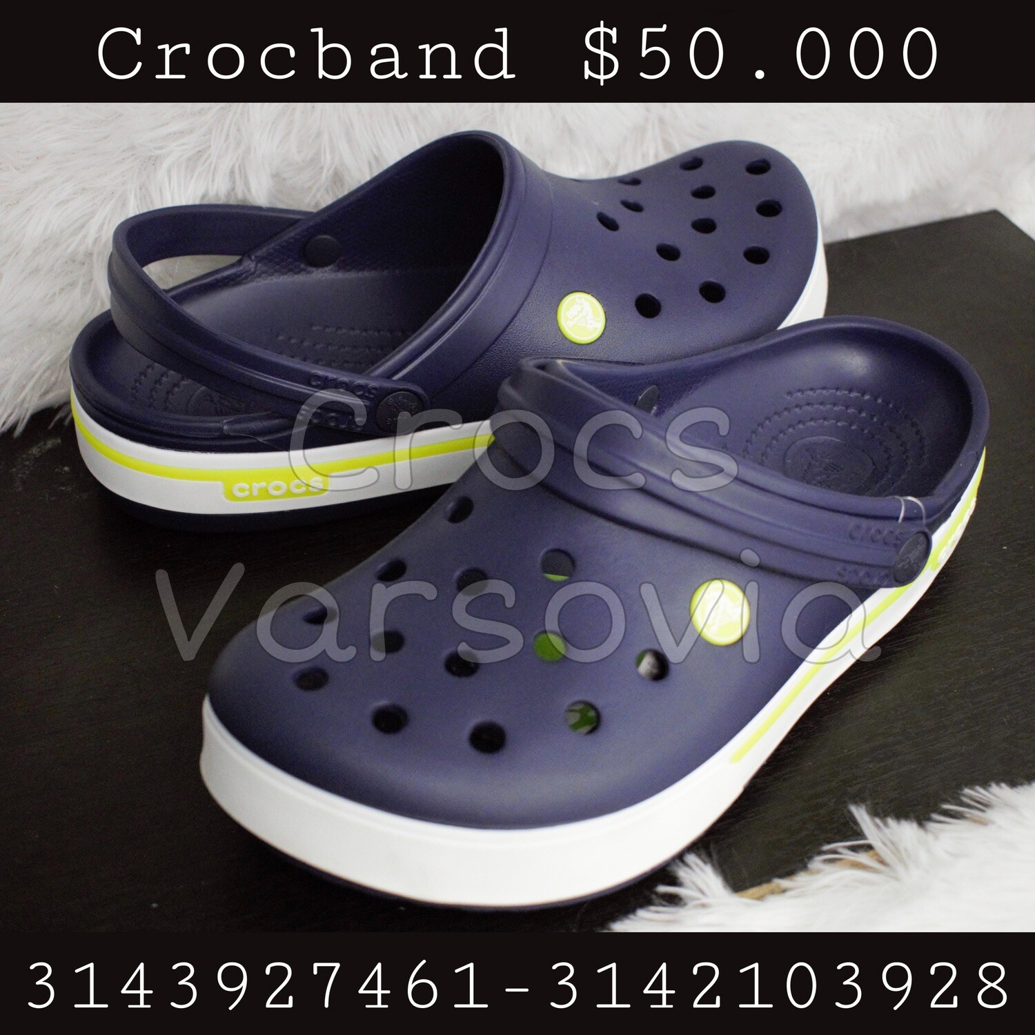 Crocband azul navy linea verde
