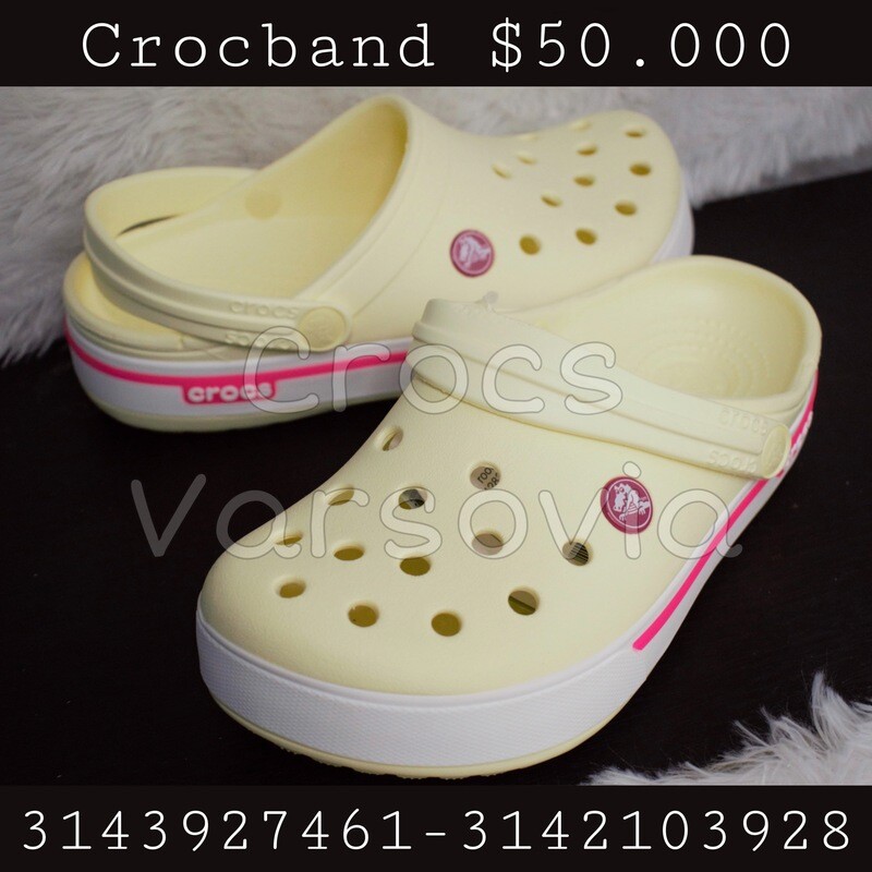 Crocband beige linea fucsia