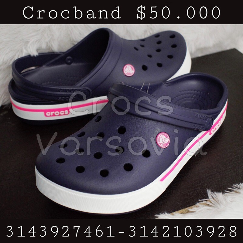 Crocband azul navy linea fucsia