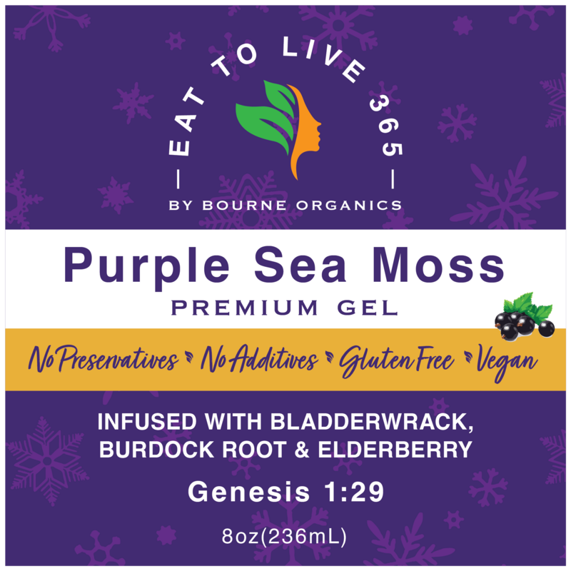 Purple Sea Moss PREMIUM Gel Infused with Bladderwrack, Burdock Root &amp; Elderberry - 8 oz