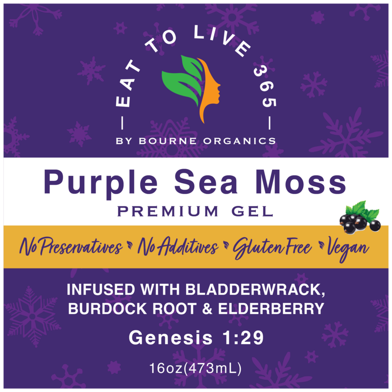 Purple Sea Moss PREMIUM Gel Infused with Bladderwrack, Burdock Root &amp; Elderberry - 16 oz