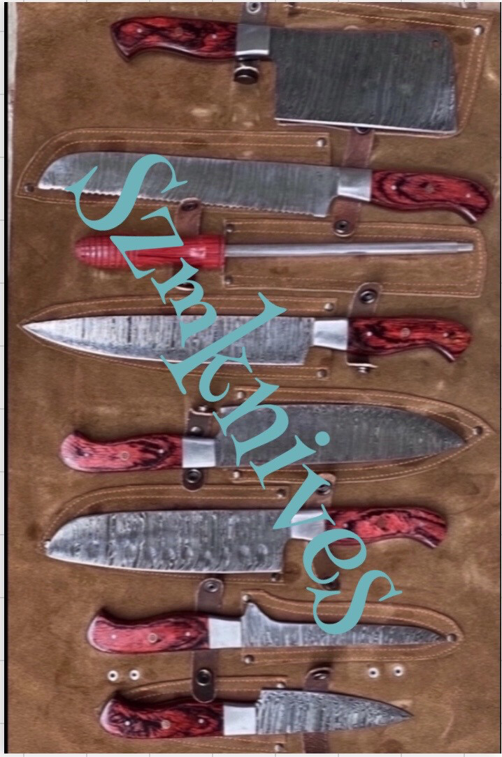 Hand Made Damascus Kitchen Set