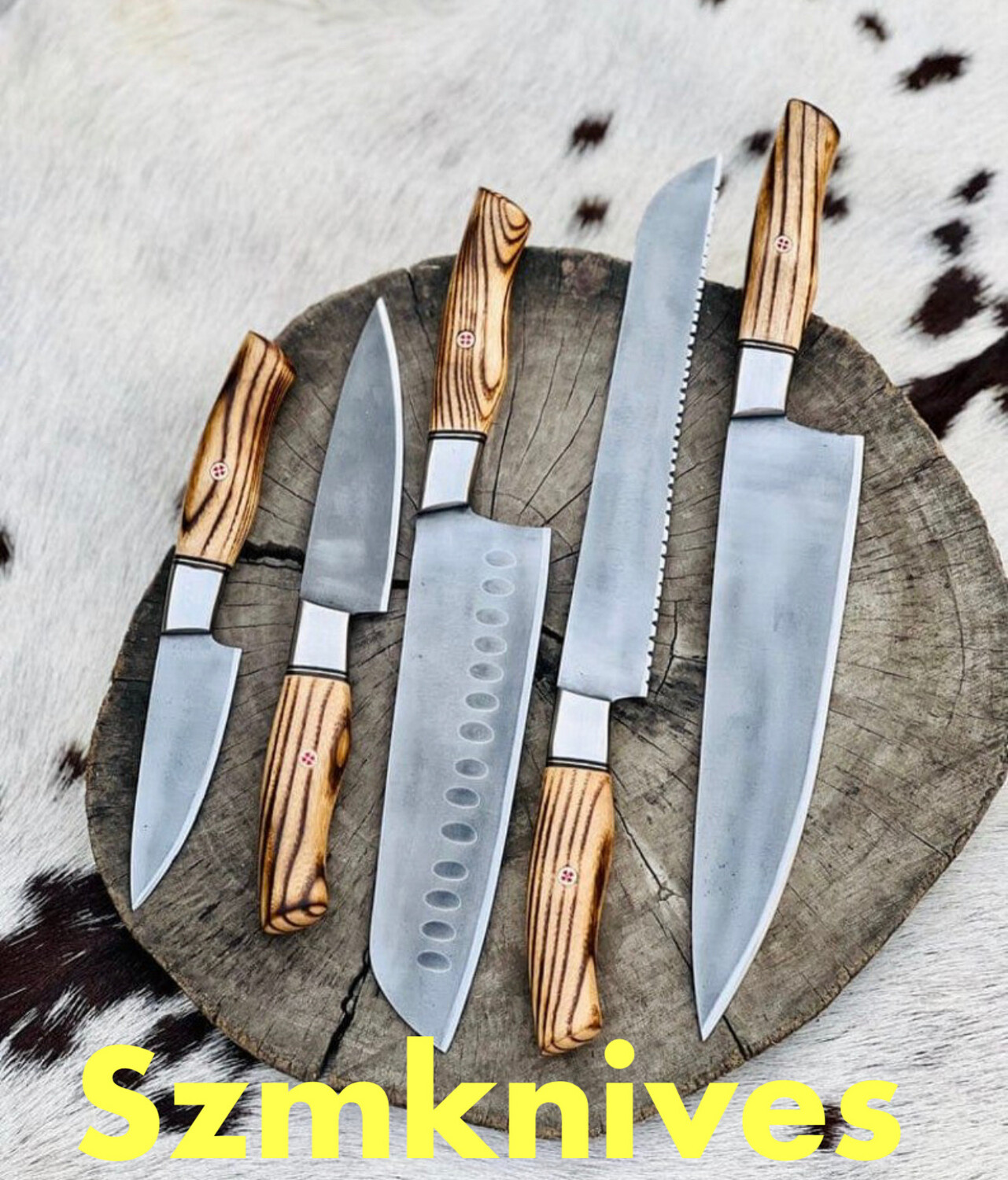 5 Pcs Carbon Steel Set With The Leather Bag